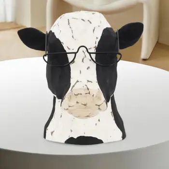 Орнамент в форме коровы, декоративная деталь с высокой головкой коровы, уникальное украшение в виде головы коровы, привлекательный декор рабочего стола для дома, прочные очки