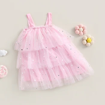 От 0 до 5 лет, фатиновое платье для торта с блестками для девочек, детская летняя одежда, детские платья принцессы-пачки без рукавов
