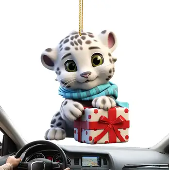Очаровательное Рождественское украшение Snow Leopard Family Подвеска Плоская Акриловая Интересная Рождественская Елка Украшение на Новый Год