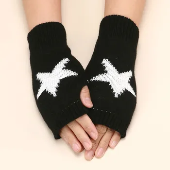 Перчатки с принтом на полпальца, шерстяные перчатки, уличные теплые, морозостойкие, утолщенные женские зимние перчатки перчатки зимние мужские
