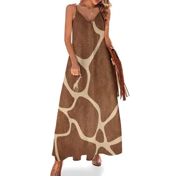 Платье без рукавов с принтом жирафа и животных, вечернее платье, женская юбка, свободное летнее платье, нарядные платья