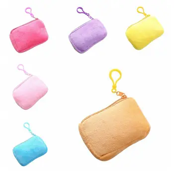 Плюшевый кошелек на молнии, конфетка с брелоком, большая емкость, маленькая сумка для наушников, прямоугольная простая сумка для губной помады на молнии, женская/мужская