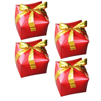 Подарочная коробка, воздушные шары из алюминиевой пленки, воздушные шары с лентой, Декоративное квадратное Рождество