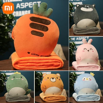 Подушка-одеяло Xiaomi с мультяшными животными 3 В 1, грелка для рук, Милая подушка-одеяло, домашняя подушка для путешествий, подарок для детей и девочек