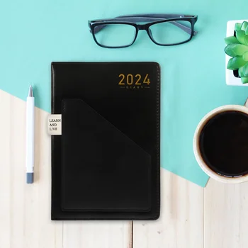 Портативный планировщик на 2024 год, английский Блокнот для планирования расписания, офисные блокноты для бизнеса из искусственной кожи
