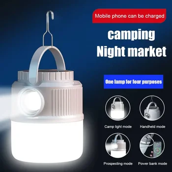 Портативный фонарь для кемпинга, Многофункциональный уличный прожектор, солнечная USB-зарядка Type-C для экстренных походов, рыбалки
