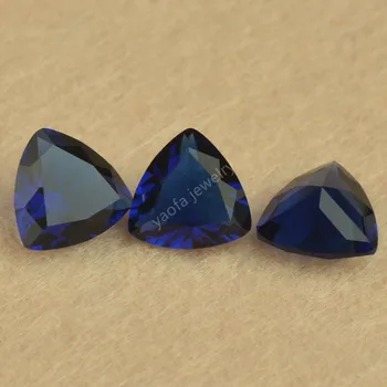 Продажа 3x3 ~ 13x13 мм 5A Темно-Синий Цвет Синтетические Драгоценные Камни Треугольная Форма Триллиона Ограненные Стеклянные Каменные Бусины Для Ювелирных Изделий