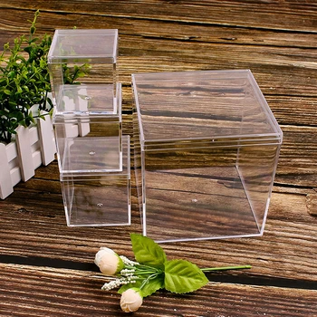 Прозрачный пластиковый органайзер с крышкой, квадратная упаковочная коробка, контейнер для хранения