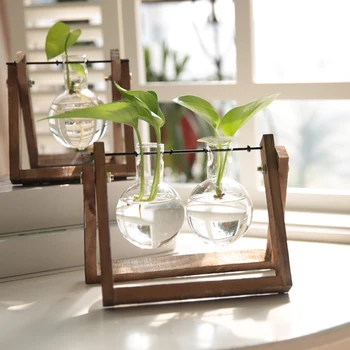 Простая деревянная ваза для гидропонных растений, самовпитывающий цветочный горшок для воды, современный декор для дома и офиса