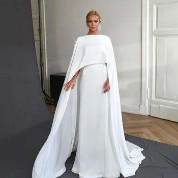 Простое свадебное платье из эластичного атласа с высоким воротом и обертками, сексуальное свадебное платье с открытой спиной, vestido de novia a medida