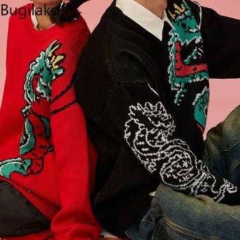 Пуловер с ограниченным тиражом Red Dragon, Пара свитеров, Асимметричный жаккардовый трикотаж с рисунком дракона