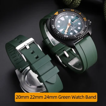 Ремешок для часов из фторуглерода 20 мм 22 мм, зеленый спортивный ремешок для часов, водонепроницаемый силиконовый браслет для брендовых часов, мужские аксессуары