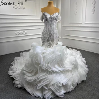 Свадебные платья Serene Hill с белыми оборками и бисером 2023, роскошные элегантные платья для невесты HM67283 на заказ