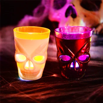 Светодиодная голова черепа, светящаяся чашка для вина, скелет на Хэллоуин, светящаяся чашка для питья воды, кружка для украшения вечеринки в честь Хэллоуина, принадлежности для домашнего бара