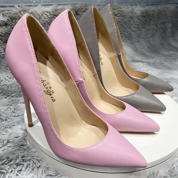 Сексуальная женская обувь 12cmpink ювелирные изделия блестящие женские свадебные туфли на высоком каблуке 12 см 10 см 8 см на заказ блестящие женские туфли большого размера 33-45