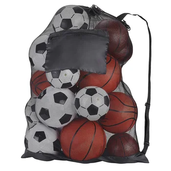 Сетчатая сумка для футбольного мяча Очень большая сумка для хранения футбольного мяча с карманом на молнии Аксессуары для хранения баскетбольного мяча