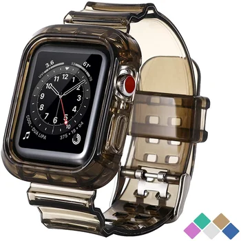 Силиконовый Прозрачный Мягкий Ремешок Для браслета Apple Watch 41 мм 45 мм 44/40 мм 38/42 Мм Ремешок Для часов Correa Для Iwatch Серии 7 6 SE 5
