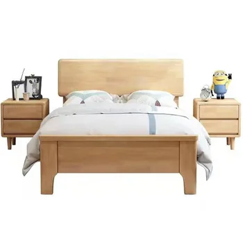 Скандинавская односпальная кровать из массива дерева, 1,5 метра, современная и простая, 1,2 м, 135 маленькая семейная детская кровать