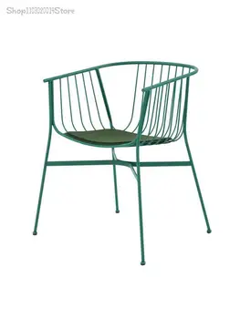 Скандинавский современный Простой металлический стул с выдолбленными элементами из железа, Креативный обеденный стул с одинарной спинкой во внутреннем дворе, Креативный обеденный стул с одинарной спинкой