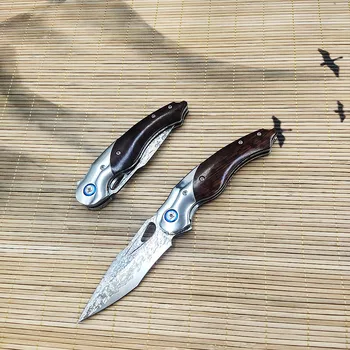 Складной дамасский карманный нож из змеиного дерева для мужчин, тактический складной нож для выживания в кемпинге на открытом воздухе, охотничий складной нож для самообороны EDC