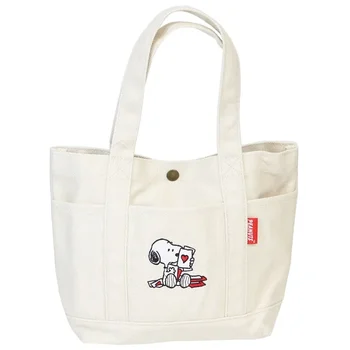 Снупи Новая холщовая сумка Модная Мультяшная Изысканная Вышитая сумка-тоут с изображением животного, сумка для Бенто, ланч-бокс, сумка для хранения ланч-боксов