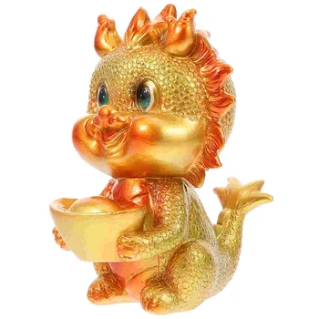 Статуэтки дракона китайского Зодиака Золотые Статуэтки Дракона 2024 Год Статуя Дракона Смола Орнамент Фэн-шуй Новый Год