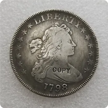 США 1798, бюст с драпировкой в виде 13 звезд, копия монеты в долларах, памятные монеты-копии монет, медали, монеты для коллекционирования.