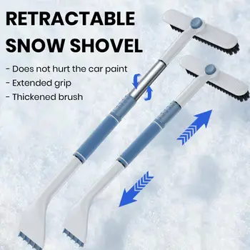 Телескопическая лопата для уборки снега, автомобильная щетка-скребок для уборки снега, многофункциональная автомобильная лопата для уборки снега, телескопическая ручка, широкий диапазон удаления снега