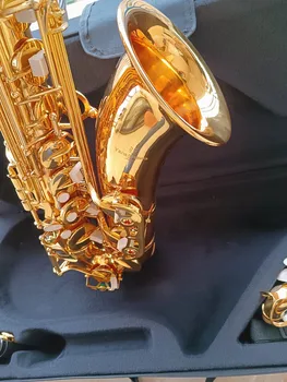 Тенор-Саксофоны Профессионального класса T-901 Си бемоль Высококачественный Латунный Позолоченный Музыкальный Инструмент Saxofone С Футляром