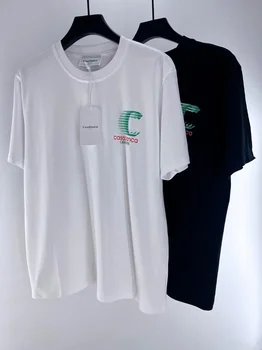 Топовая версия белой черной футболки Casablanca для мужчин и женщин, свободная футболка, повседневные футболки