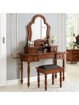 Туалетный столик в американском стиле, Простое косметическое зеркало в стиле Ретро, Стол для макияжа в европейском стиле, Дубовая мебель для туалетного столика