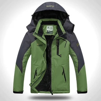 Уличная толстовка с капюшоном большого размера Плюс бархатная толстая ветрозащитная теплая хлопковая куртка, мужская лыжная куртка