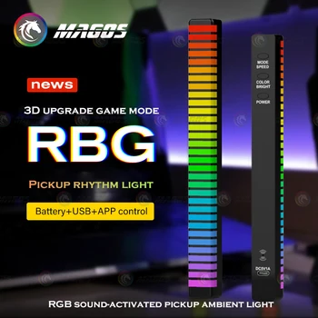 Управление звуком RGB Звукосниматель Атмосферный свет Чистый красный Управление приложением Перезаряжаемый Красочный музыкальный ритм на рабочем столе автомобиля с питанием от USB