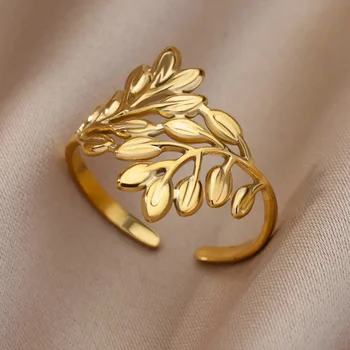 Французские выдалбливают кольца Открытое кольцо для Female18K Позолоченные женские украшения из нержавеющей стали