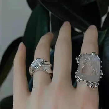 Французский дизайн, модное простое кольцо с крупным бриллиантом, плиссированное кольцо с кристаллами, кольцо с противотуманной линией, кольцо с бриллиантом, бесплатная доставка