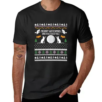 Футболка Merry Witchmas, одежда в стиле хиппи, черная футболка, однотонные футболки, мужские