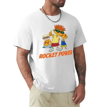 Футболка Rocket power, забавные футболки, футболки оверсайз, короткая одежда в стиле хиппи, мужские футболки с графическим рисунком.
