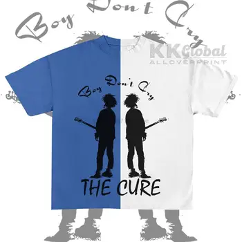 Футболка The Cure Boy Don't Cry с разрезом Y2K, Винтажный мерч 90-х, Футболка The Cure Boy Don't Cry Tour 2023, Футболка с разрезом с рисунком - 060723S10-1