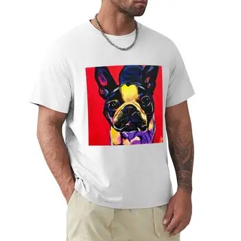 Футболка с бостонским терьером и Пейсли, футболка с коротким рукавом, эстетическая одежда, мужские однотонные футболки