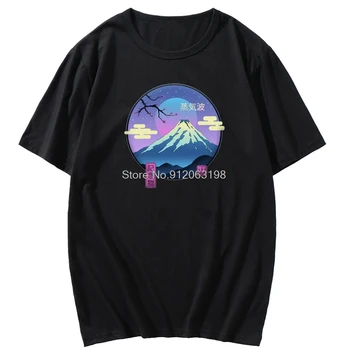 Футболка с короткими рукавами с рисунком горы Фудзи с японским пейзажем, мужская футболка бренда Tide в стиле Панк-харадзюку, летняя футболка с короткими рукавами