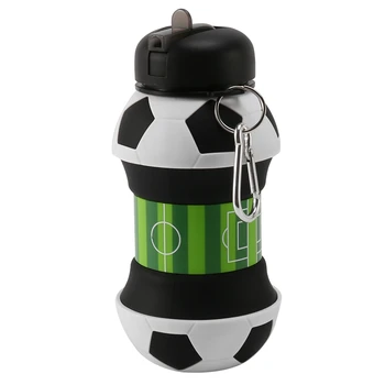 Футбольная спортивная бутылка для воды, складные дорожные бутылки с силиконом для кемпинга, пеших прогулок, спорта