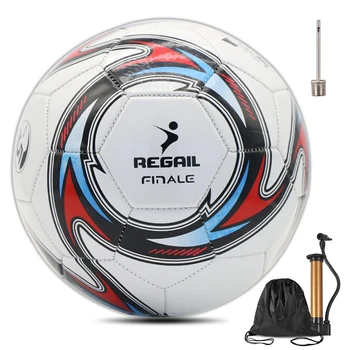 Футбольный мяч 5 размера для молодежи, сшитый машинным способом, с иглой для насоса и сумкой для хранения для спортивных тренировок, матча.