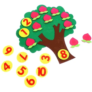 Цифровые познавательные игрушки для детей из нетканого фруктового дерева, руководство по дошкольным принадлежностям, развивающая математическая игра для детей
