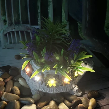 Черепахи на открытом воздухе, Солнечное освещение во внутреннем дворике, сочный цветочный орнамент, водонепроницаемый, с сочными светодиодными лампами для декора внутреннего дворика и сада