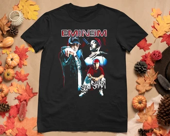 Черная футболка Унисекс S-234XL с коротким рукавом Eminem Slim Shady Graphic BE707