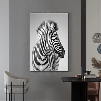 Черно-белая зебра, плакат в скандинавском стиле, Декоративная роспись животных, вход в гостиную, коридор, подвесное украшение для дома