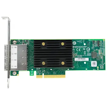 Четыре x4 SFF8644 Broadcom LSI HBA 9500-16E с трехрежимным адаптером хост-шины Speed SAS 12Gbs, SATA 6Gbs, NVMe PCIe 4.0