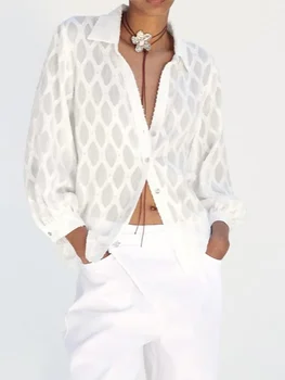 Шикарная женская рубашка с воротником-лацканами, элегантные однобортные топы с длинным рукавом, женская простая универсальная уличная одежда