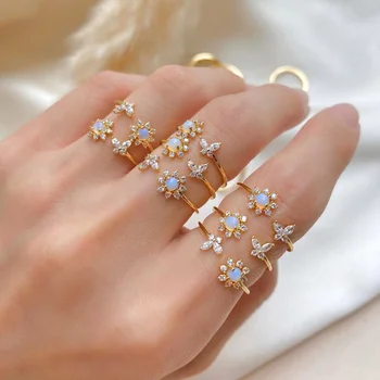 Шикарное и элегантное кольцо-бабочка с инкрустацией цирконом для женщин