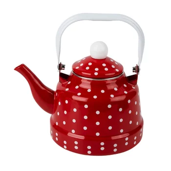 Эмалированный чайник в красный горошек Прочный Чайник для нагрева воды Прекрасный Эмалированный чайник Кухонный чайник Металлический чайник для дома